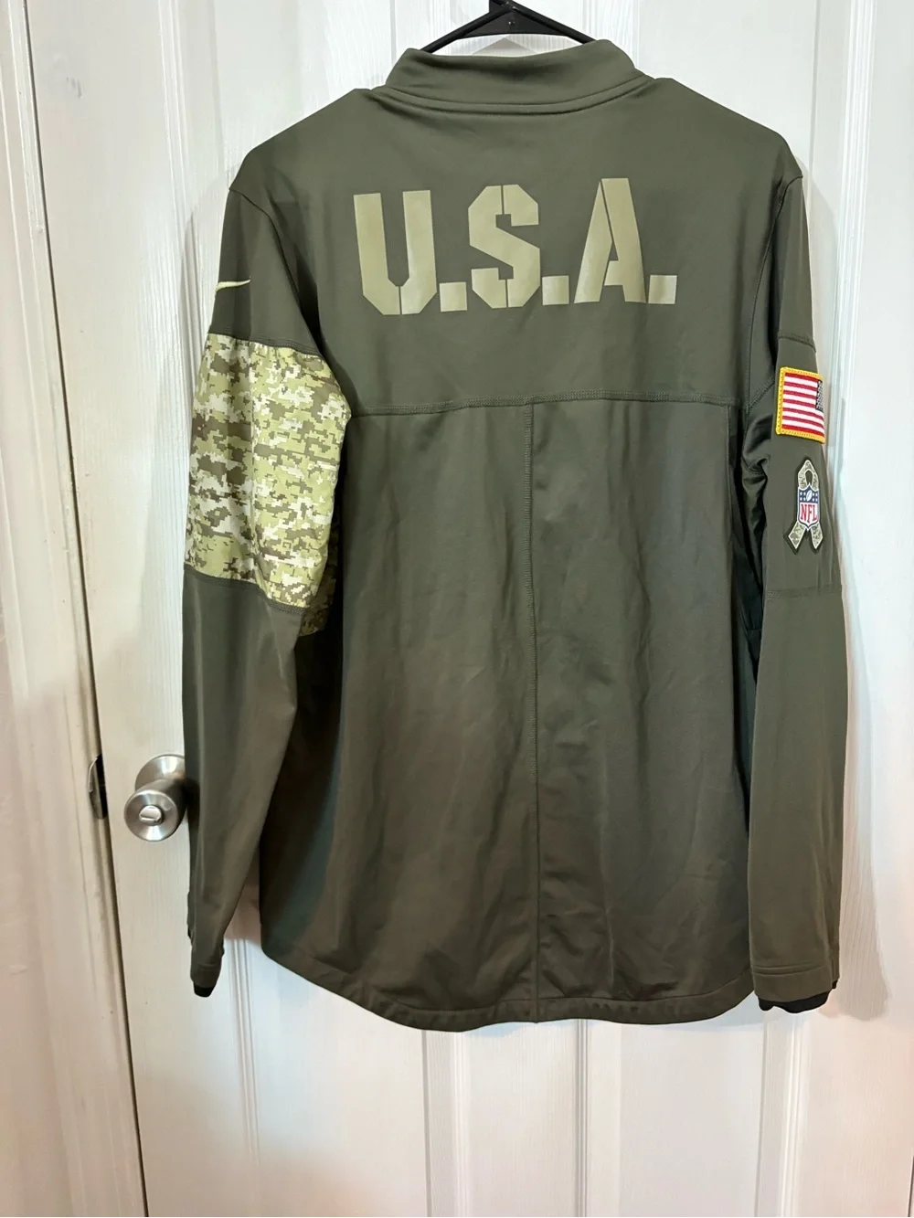 Nike Broncos Olive Green Utility Jacket with Camo Pocket